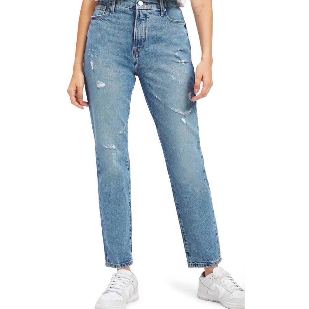 Good American, Womens Indigo Hi-Rise Denim Good Classic Skinnyish Fit Jeans 8/29
